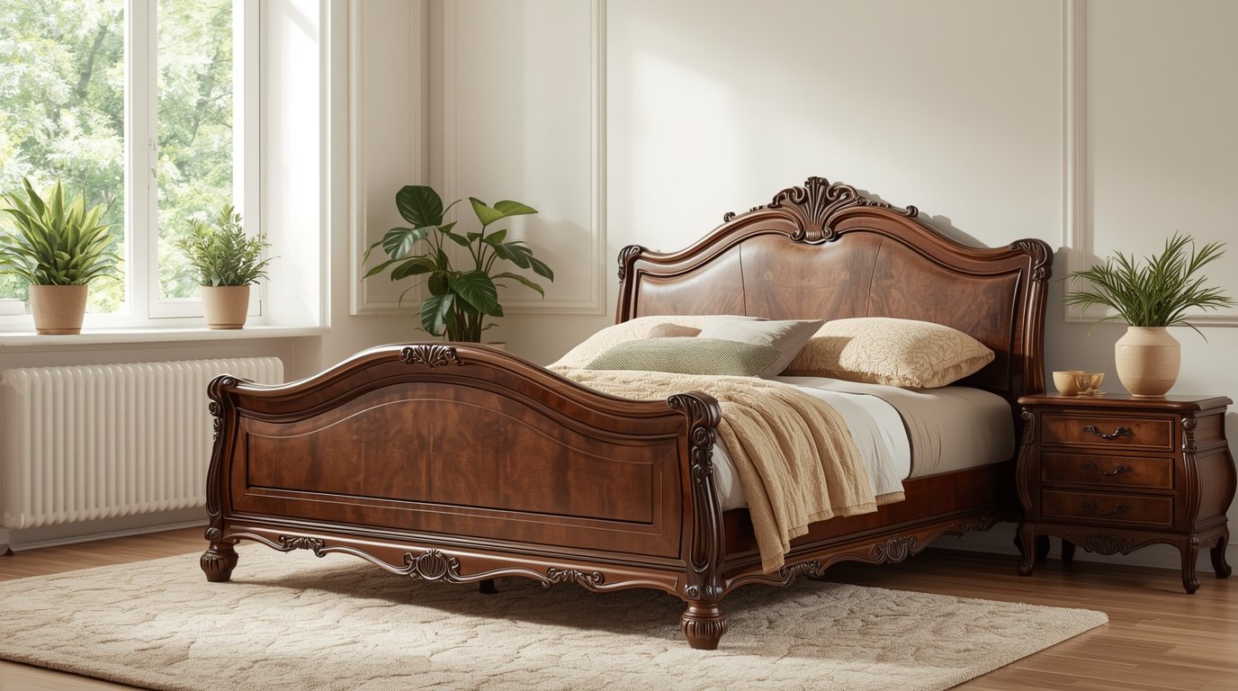 Elegant wooden bed frame by Phythvrslyx